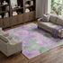 8' Lavender And Green Floral Washable Area Rug With UV Protection