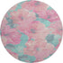 8' X 8' Pink And Teal Floral Washable Round Rug With UV Protection