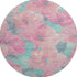 8' X 8' Pink And Teal Floral Washable Round Rug With UV Protection