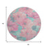 8' X 8' Pink And Teal Floral Washable Round Rug With UV Protection