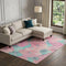 8' Pink And Teal Floral Washable Area Rug With UV Protection