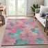 8' Pink And Teal Floral Washable Area Rug With UV Protection