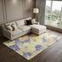 8' Wheat And Lavender Floral Washable Area Rug With UV Protection