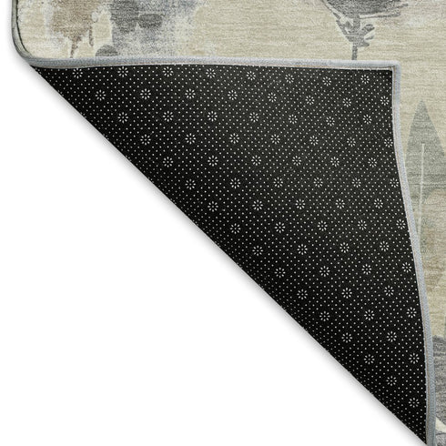 5' X 8' Beige Gray And Ivory Floral Washable Area Rug With UV Protection