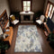 9' X 12' Beige Gray And Ivory Floral Washable Area Rug With UV Protection