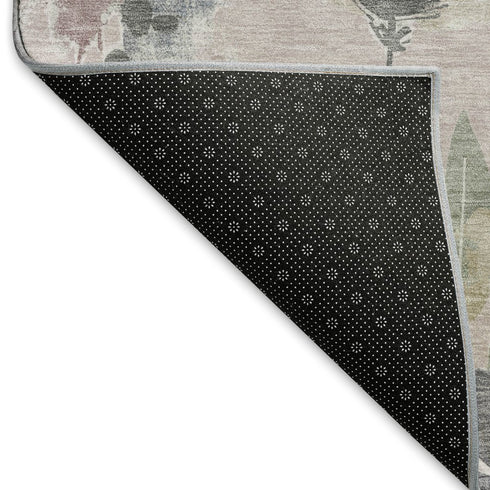 5' X 8' Blush Mauve And Gray Floral Washable Area Rug With UV Protection
