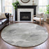 8' X 8' Beige Gray And Ivory Floral Washable Round Rug With UV Protection