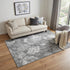 5' X 8' Gray Silver And Charcoal Floral Washable Area Rug With UV Protection