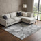 8' Gray Silver And Charcoal Floral Washable Area Rug With UV Protection
