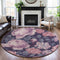 8' X 8' Pink Gray And Mauve Floral Washable Round Rug With UV Protection