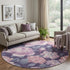 8' X 8' Pink Gray And Mauve Floral Washable Round Rug With UV Protection