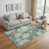 5' X 8' Pale Aqua And Brown Floral Washable Area Rug With UV Protection
