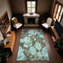 8' Pale Aqua And Brown Floral Washable Area Rug With UV Protection