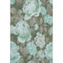 8' Pale Aqua And Brown Floral Washable Area Rug With UV Protection