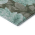 8' Pale Aqua And Brown Floral Washable Area Rug With UV Protection
