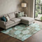 8' Pale Aqua And Brown Floral Washable Area Rug With UV Protection