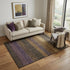 5' X 8' Brown Plum And Gold Striped Washable Area Rug With UV Protection