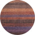 8' X 8' Rust Eggplant And Terra Cotta Striped Washable Round Rug With UV Protection
