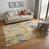 5' X 8' Gold Blue And Ivory Geometric Washable Area Rug With UV Protection