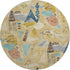 8' X 8' Gold Blue And Ivory Geometric Washable Round Rug With UV Protection