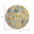 8' X 8' Gold Blue And Ivory Geometric Washable Round Rug With UV Protection