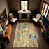 9' X 12' Gold Blue And Ivory Geometric Washable Area Rug With UV Protection