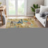 9' X 12' Gold Blue And Ivory Geometric Washable Area Rug With UV Protection