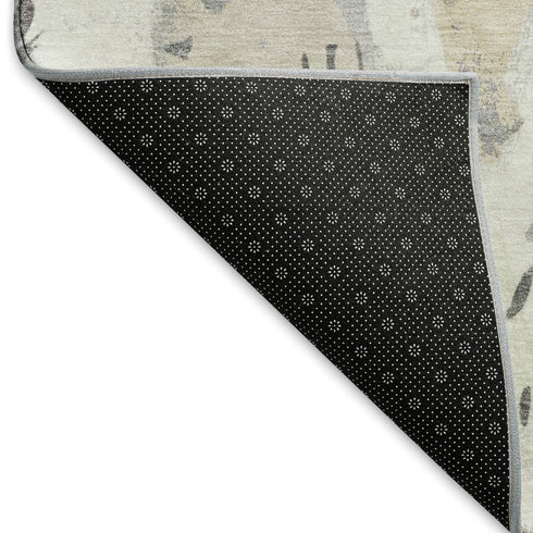 5' X 8' Linen Ivory And Gray Geometric Washable Area Rug With UV Protection
