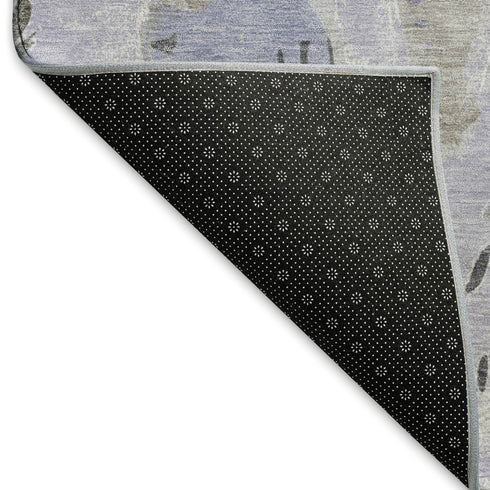 5' X 8' Lavender Ivory And Gray Geometric Washable Area Rug With UV Protection