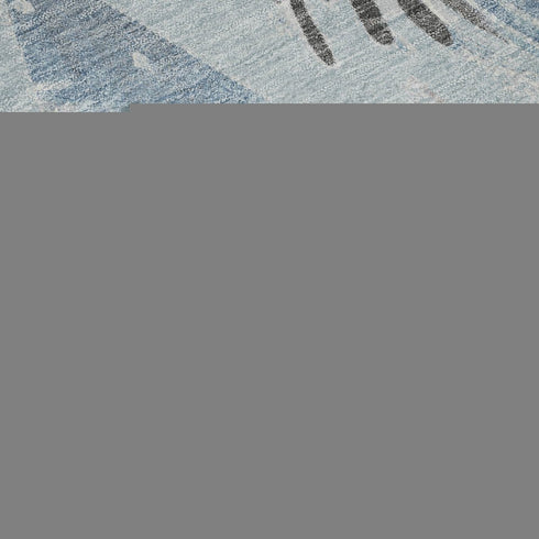 8' Sky Blue Taupe And Ivory Geometric Washable Area Rug With UV Protection