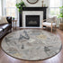8' X 8' Taupe Beige And Gray Geometric Washable Round Rug With UV Protection