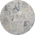 8' X 8' Taupe Beige And Gray Geometric Washable Round Rug With UV Protection