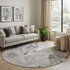 8' X 8' Taupe Beige And Gray Geometric Washable Round Rug With UV Protection