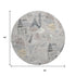 8' X 8' Taupe Beige And Gray Geometric Washable Round Rug With UV Protection