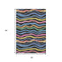 5' X 8' Black Yellow Blue And Pink Striped Washable Area Rug With UV Protection