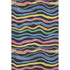5' X 8' Black Yellow Blue And Pink Striped Washable Area Rug With UV Protection