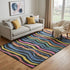 5' X 8' Black Yellow Blue And Pink Striped Washable Area Rug With UV Protection