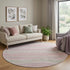 8' X 8' Pink Ivory And Mint Green Striped Washable Round Rug With UV Protection