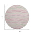 8' X 8' Pink Ivory And Mint Green Striped Washable Round Rug With UV Protection