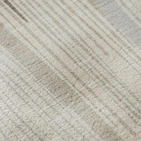 5' X 8' Beige Gray And Silver Geometric Washable Area Rug With UV Protection