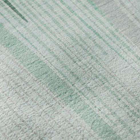 5' X 8' Pale Aqua Gray And Silver Geometric Washable Area Rug With UV Protection