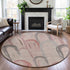 8' X 8' Salmon Gray And Silver Geometric Washable Round Rug With UV Protection