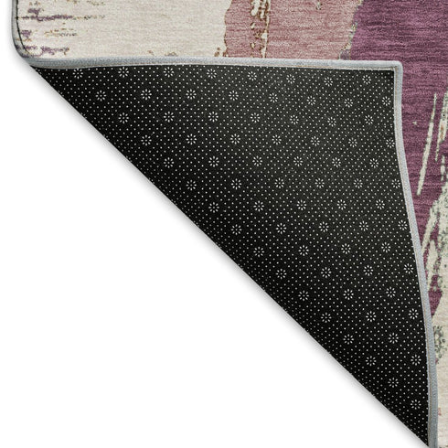 5' X 8' Blush Purple And Ivory Abstract Washable Area Rug With UV Protection