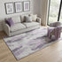 5' X 8' Lavender Ivory And Gray Abstract Washable Area Rug With UV Protection