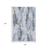 9' X 12' Sky Blue Gray And Ivory Abstract Washable Area Rug With UV Protection