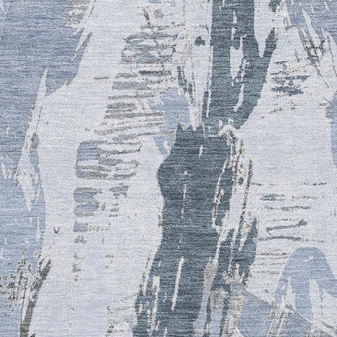 9' X 12' Sky Blue Gray And Ivory Abstract Washable Area Rug With UV Protection
