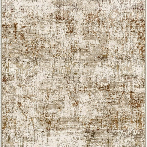 8' Brown And Ivory Abstract Washable Runner Rug