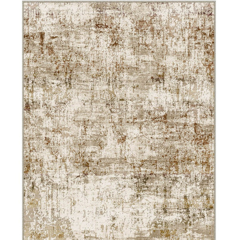 8' Brown And Ivory Abstract Washable Runner Rug