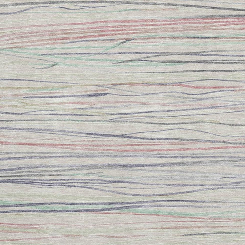5' X 8' Beige Pink And Purple Striped Washable Area Rug With UV Protection