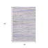 5' X 8' Lavender Ivory And Green Striped Washable Area Rug With UV Protection